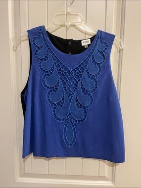 Tobi Royal Blue Sleeveless Tank with Crochet Lace Bib